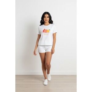 Tokyo Talkies Urban White Tokyo Tonic Fruit Graphic Tee Shirt womans Large L